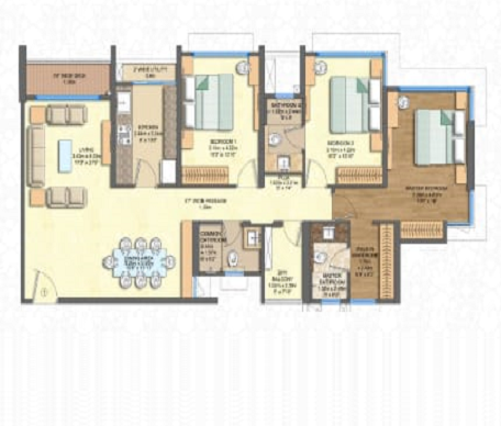 Wadhwa Courtyard Thane 3BHK Floor Plan